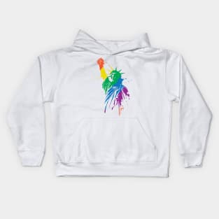 Rainbow Statue Of Liberty With Raised Fist LGBTQ+ Pride Kids Hoodie